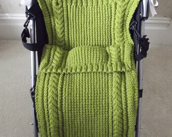 BUGGY HUGGY MATE/Handknitted Baby Juicy Green Buggy Huggy-Knitted Baby Stroller Mate-Knit Baby Blanket-Ready to Ship