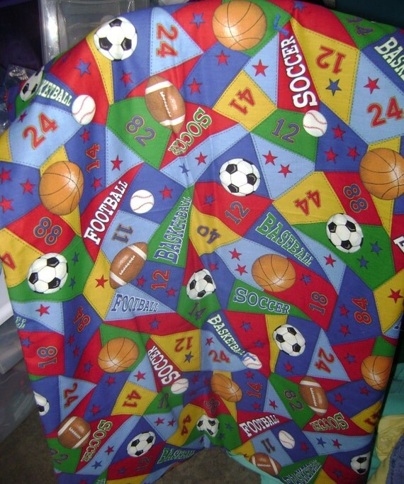 Patchwork of Sports Quilt 530 by TheKraftyKats on Etsy