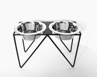 Modern Pet Feeder Bowl Holder Feeding Stand Elevated Dog Feeder Blacksmith Forged Iron Custom