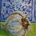 Garlic mixed media painting kitchen art