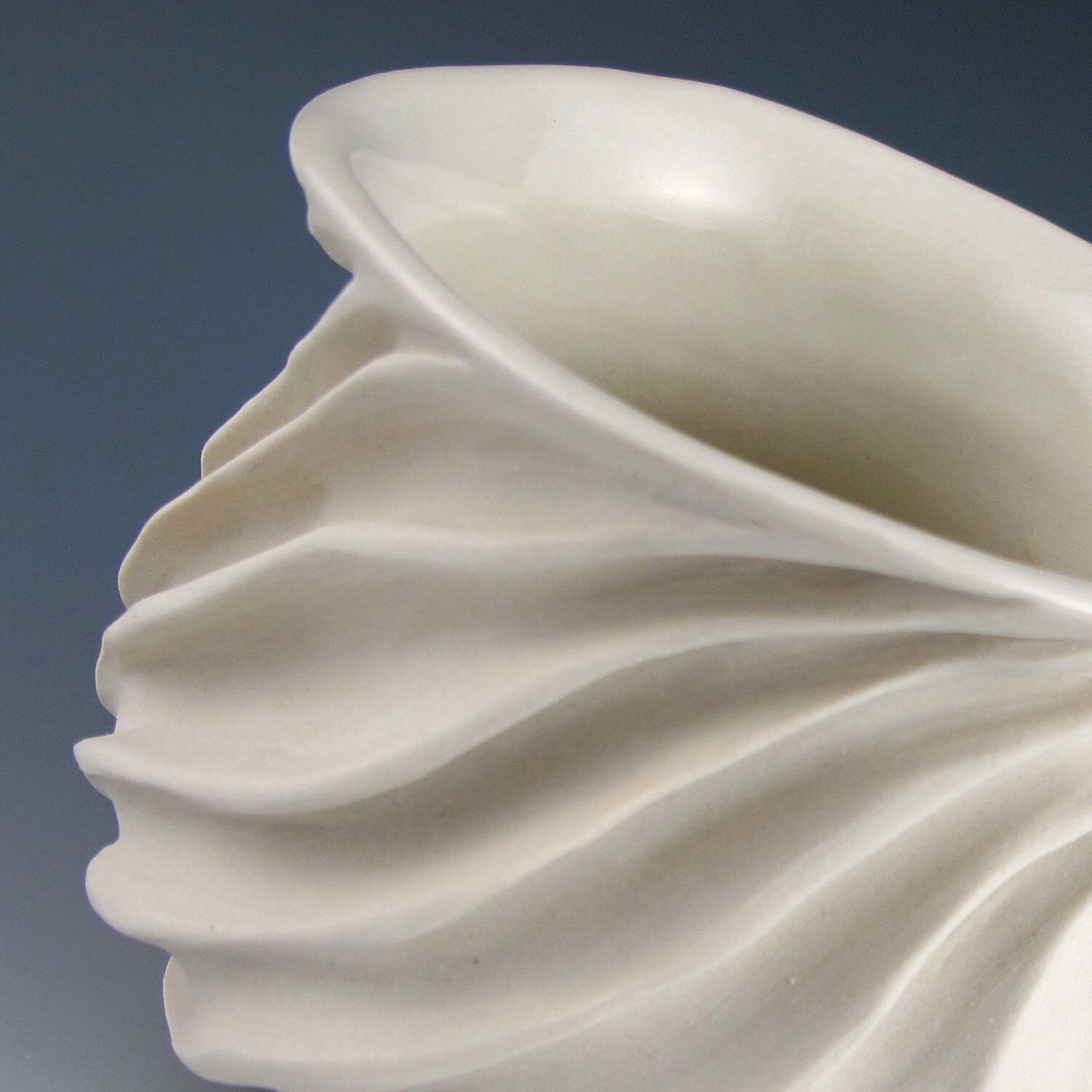 Modern Sculptural Ceramic Tea Bowl Creamy White Porcelain 1