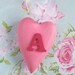 Custom intial / letter / monogram wood heart hand-painted gift