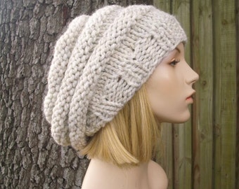 Wheat Womens Hat Slouchy Beanie - Oversized Beehive Beret Hat Wheat Knit Hat - Wheat Hat Wheat Beanie Wheat Beret Womens Accessories