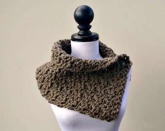 Crocheted Cowl Scarf - Lucienne Cowl in Taupe Brown Taupe Cowl Brown Cowl Taupe Scarf Brown Scarf Womens Accessories