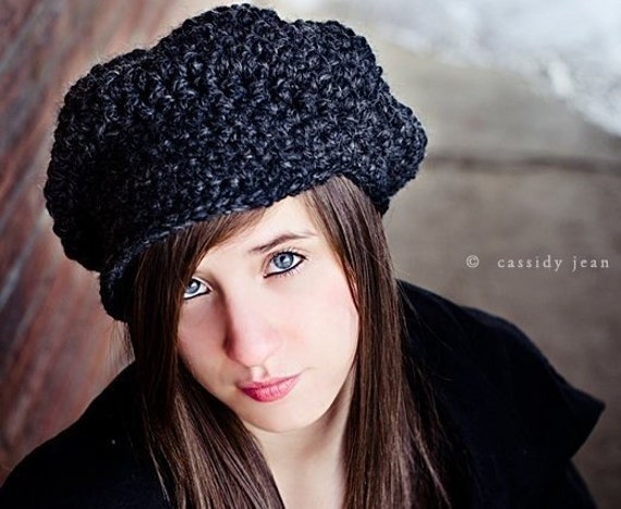 crochet newsboy free pattern cap Crochet Charcoal Grey Hat Newsboy Grey Hat  Womens Hat Grey