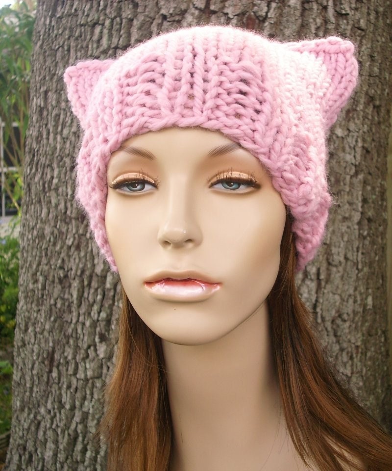 Womens Hat Cat Beanie Hat Blossom Pink Knit Hat Pink Hat