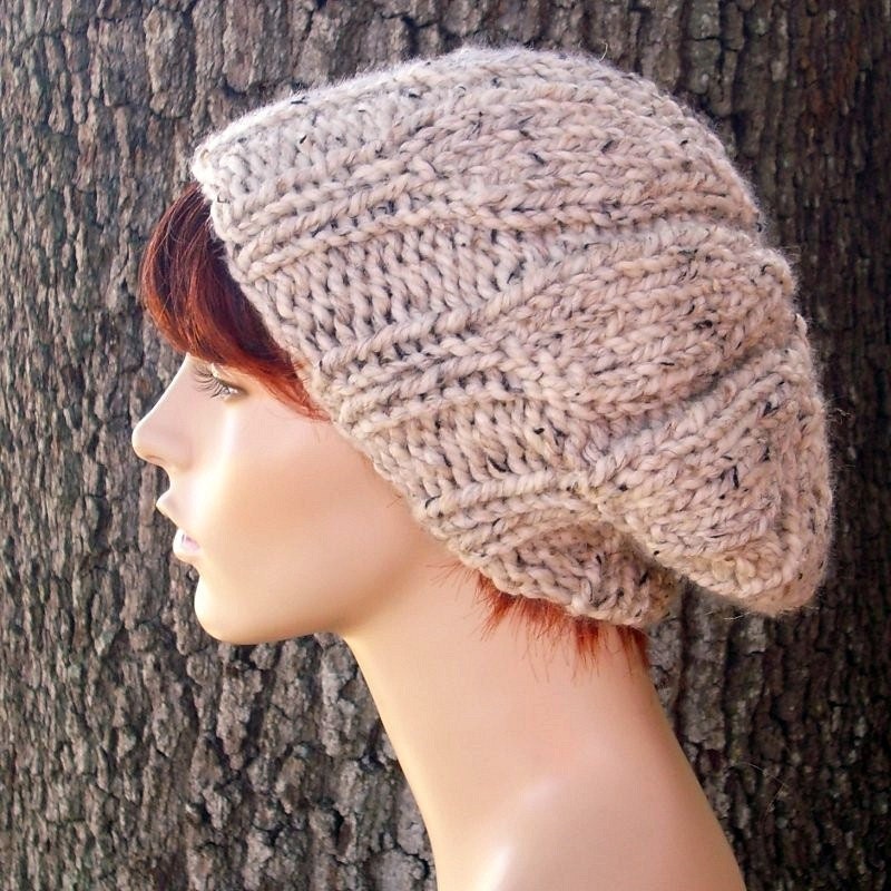 Oatmeal Knit Hat Oatmeal Womens Hat Urchin Beret Hat Oatmeal