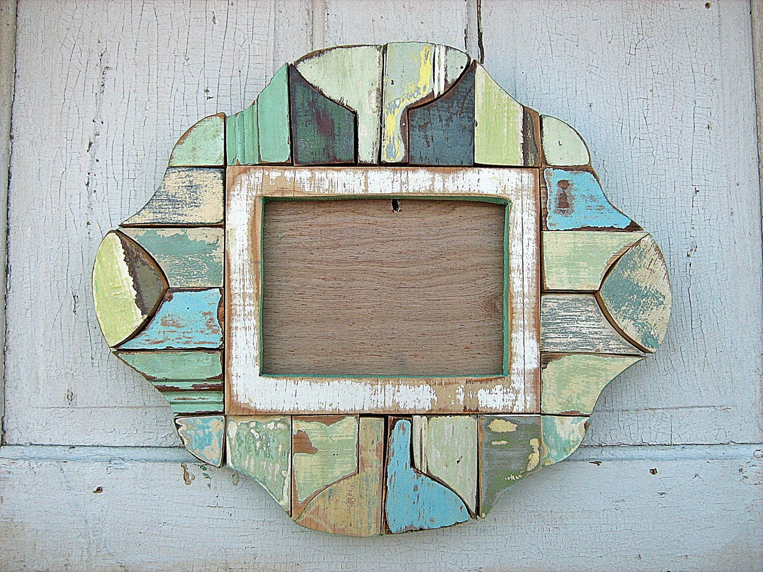 Reclaimed wood mosaic 5x7 picture frame