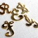 LAST Set - Vintage gold plated Scrupt letter charms (W P R T F E) (6x) (M659)