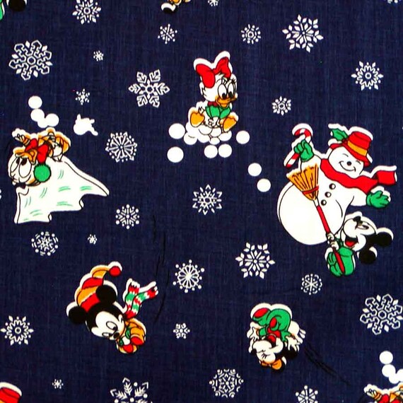 Vintage 1984 DISNEY BABY CHARACTERS Christmas/Winter Fabric 2