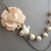Bridal Jewelry,Bridesmaid Jewelry Set,Ivory Flower Necklace,Ivory Pearl Jewelry,Bird Jewelry,Strand Jewelry,Gift(Free matching earrings)