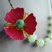 Vintage Necklace,Bridesmaid Jewelry,Retro Necklace,Flower Necklace,Mint Green Necklace,Magenta Necklace (Free matching earrings)