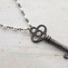 Antique Skeleton Key and Escutcheon Necklace with Wire Wrapped Freshwater Pearls