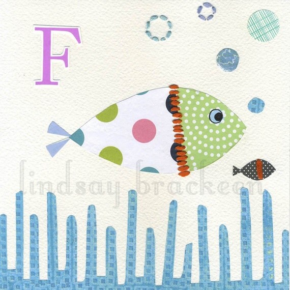 items similar to alphabet fish nursery kids art print letter f on etsy