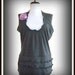 Floral Blouse Layering Top Ruffled Sweater Large L Recycled Eco Friendly Charcoal Gray Lavender Vest Flower