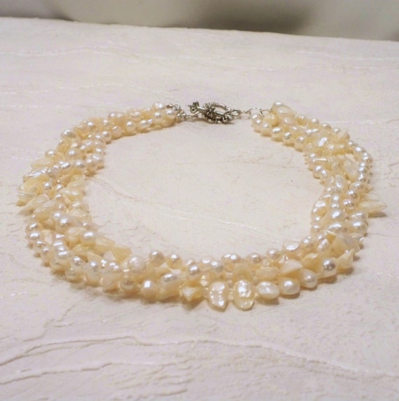 Free Falling Freshwater Pearl Necklace by tbyrddesigns on Etsy