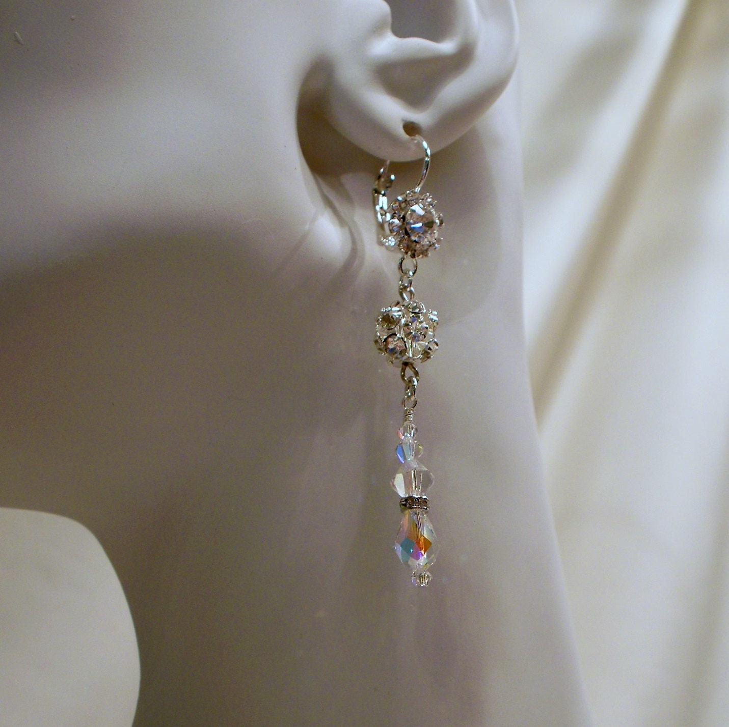 Crystal and Rhinestone Drop Earrings by tbyrddesigns on Etsy