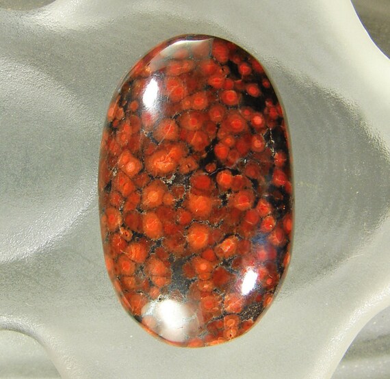Washington State Poppy Jasper Cabochon-26x16x6.1mm