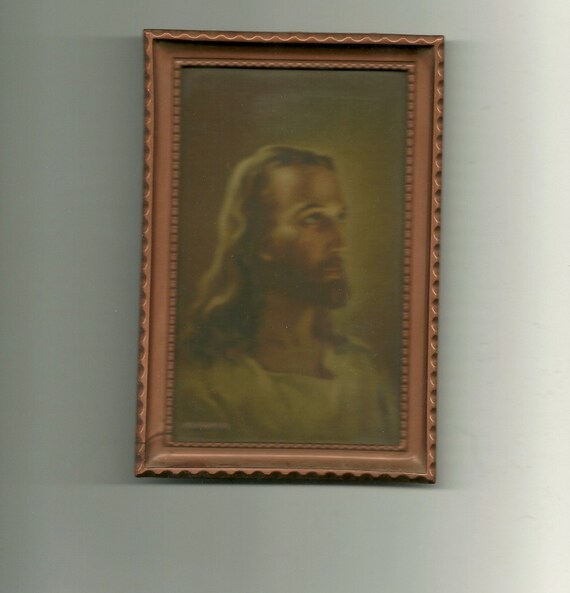 VINTAGE SMALL LITHOGRAPH OF JESUS 1941 KRIEBEL AND BATES
