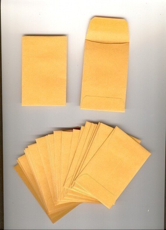 50 SMALL MANILA ENVELOPES LOT POCKET 3 1/2 X 2 1/4 INCHES