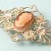 Vintage 1960s silver plated, filigree and shell cameo bracelet