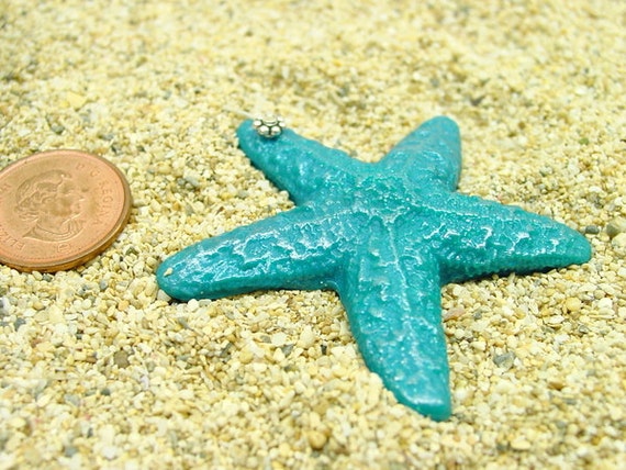 45mm turquoise peacock handmade Sea Star Pendant with daisy bail