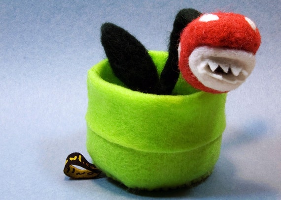 Needle Felted Piranha Plant Super Mario Bros Pincushion