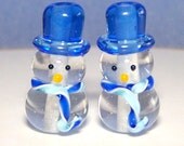 Lot De 5 Perles En Verre Soufflé (lampwork) Tête De Bonhomme De Neige - Fait Main, Pour Créations De Noël