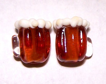 Handmade Lampwork Oktoberfest Dark Beer Beads by Cara
