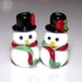 SALE Handmade Lampwork Glass Bead TopHatted Snowmen by Cara