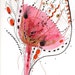 P O P P Y....Original Abstract Painting with Embroidery 9 x 12