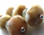 Salt and Pepper, sterling silver, green quartz, feldspar earrings.