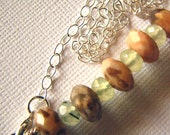 Salt and Pepper, sterling silver, green quartz, feldspar necklace.