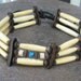 Boho Hippie Native Bone Choker, Vintage Handmade Turquoise, Leather, Antique Copper