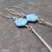 Picasso Blue Long Stem Flower Earrings, Hand Forged Sterling Silver ... Flower Jewelry