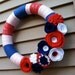 4th of July Wreath. Red, White, and Blue Yarn and Felt Wreath - July 4th Wreath - Patriotic Wreath - Red, White, & Blue Wreath