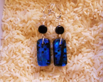 PURPLE passion Fused glass dichroic EARRINGS