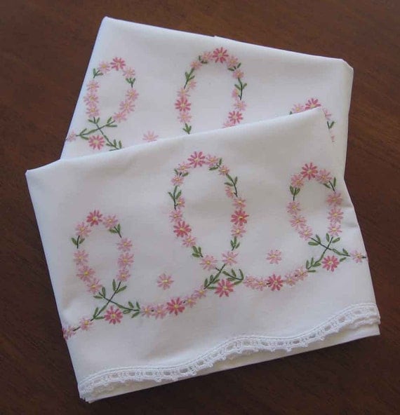 stitch cover cross pillow to Pillowcases similar Embroidered Dainty Items Pair with