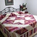 Log Cabin Queen King Bed Quilt CHERRY BLOSSOM