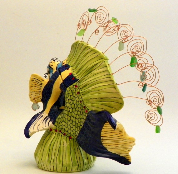 Teapot Ceramic Fish Decorative Goldie the Goldbar Wrasse Made