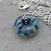 Glass Bead Necklace Boro Lampwork Focal Large Handmade Blue Pendant Jewelry - Tangled Up in Blue