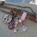 Skeleton Key Necklace, Boro Lampwork Glass Beaded, Steampunk Jewelry - Pink