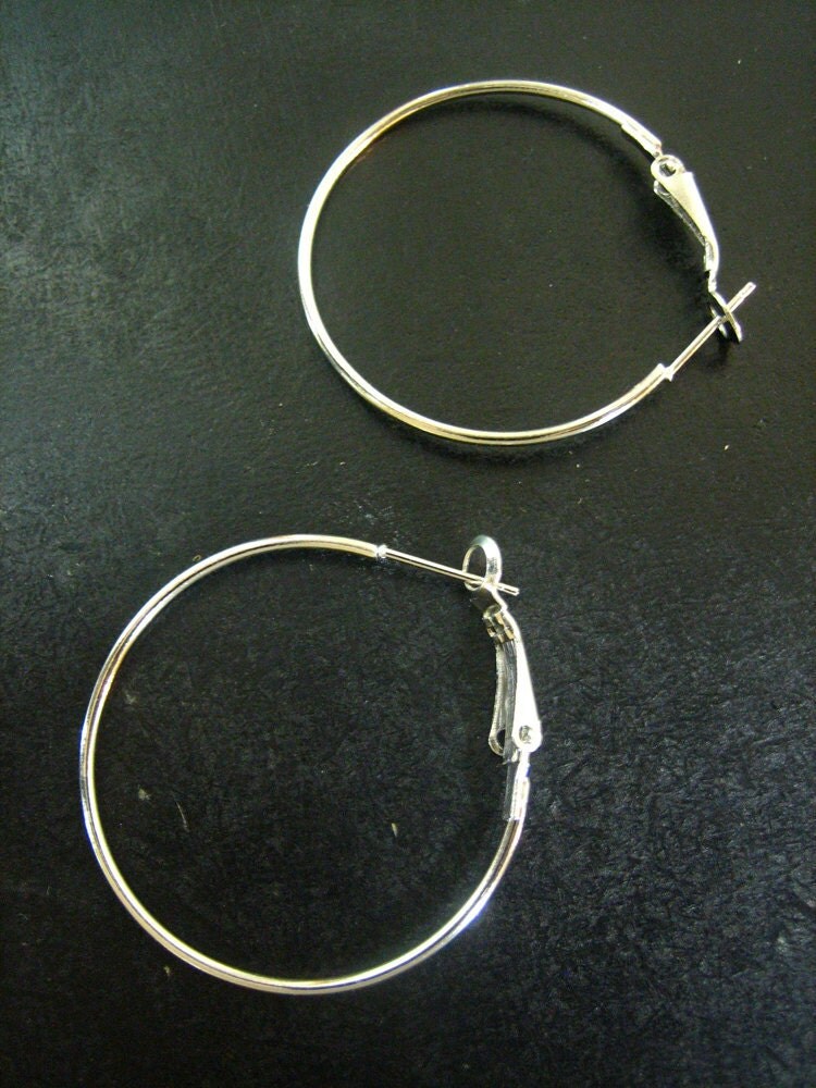 35mm hoop earrings with a spring clasp silver by bunnysundries