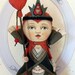 LAST ONE - Red Queen of Hearts Contemporary Folk Art Doll Sculpture Hand Painted Original - Custom Made to Order