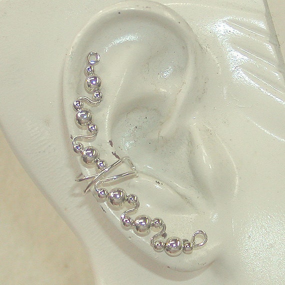 Items similar to Ear Cuff Long Silver Wire Design with Smooth Silver