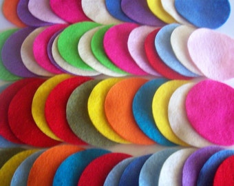 Felt circles, variety of colors and sizes 1, 1.5, 2, 2.5, 3 or 4 inches, felt, fabric circles
