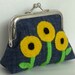 Coin Purse Wallet Change Purse Metal Framed Small Clutch - Yellow Sunflowers Applique