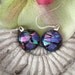 Round - Dichroic Glass Earrings - Petite - Fused Dichroic Glass Earrings - Pink Purple - 051212e102