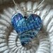 Tapestry Blue Velvet Fused Dichroic Glass Free Form Contemporary Heart Pendant 112008p101