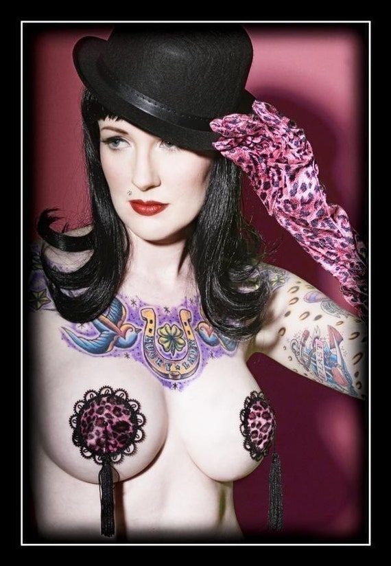 Twirly Pink Pussy Cat Burlesque Nipple Pasties by gothfoxdesigns